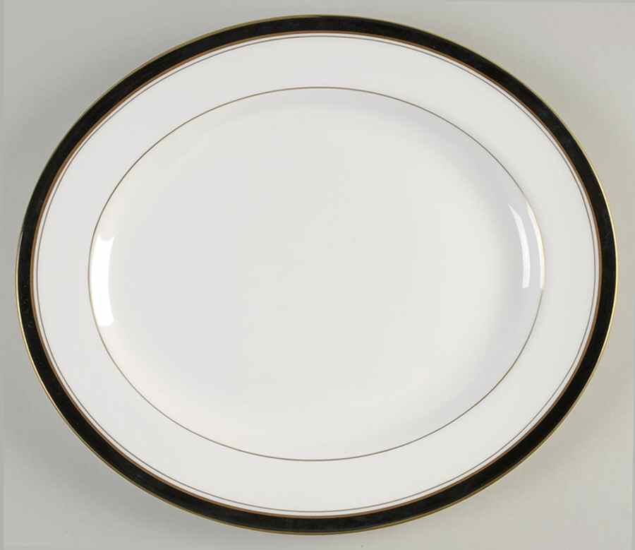 Howard Black (Gold Trim) 13" Oval Serving Platter by Royal Worcester-1
