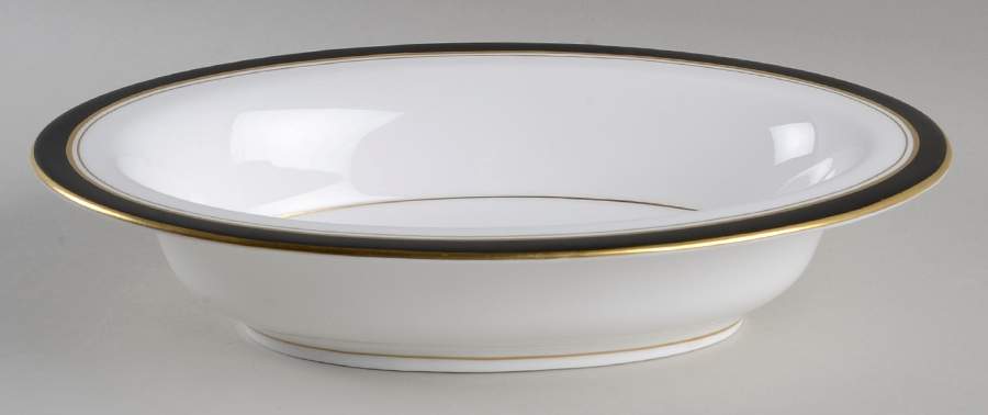 Howard Black (Gold Trim) 10" Oval Vegetable Bowl by Royal Worcester-1
