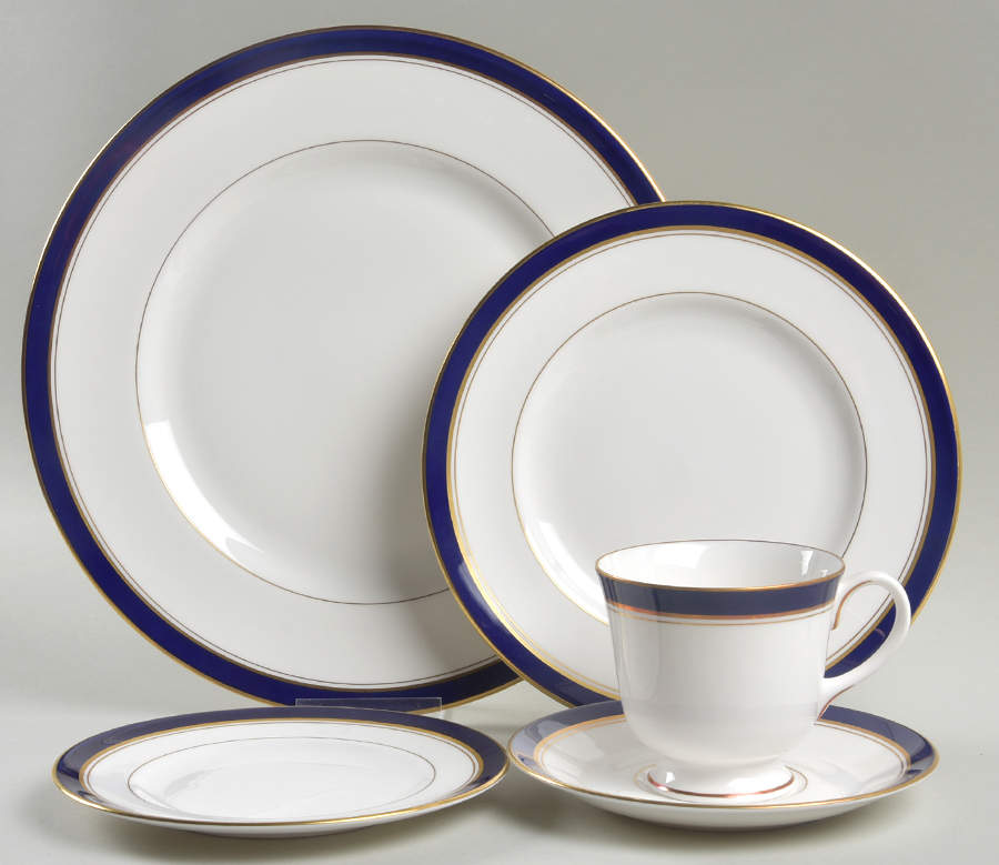 Howard-Cobalt Blue (Gold Trim) 5 Piece Place Setting by Royal Worcester-1