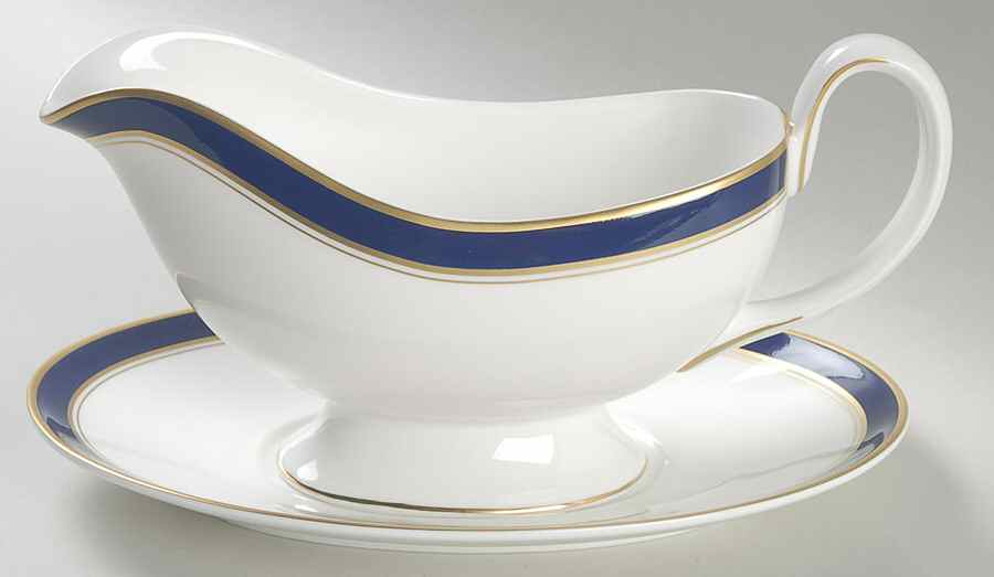 Howard-Cobalt Blue (Gold Trim) Gravy Boat & Underplate by Royal Worcester-1