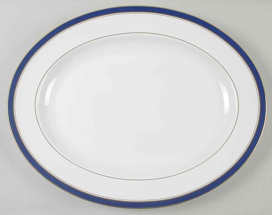 Howard-Cobalt Blue (Gold Trim) 15" Oval Serving Platter by Royal Worcester-1
