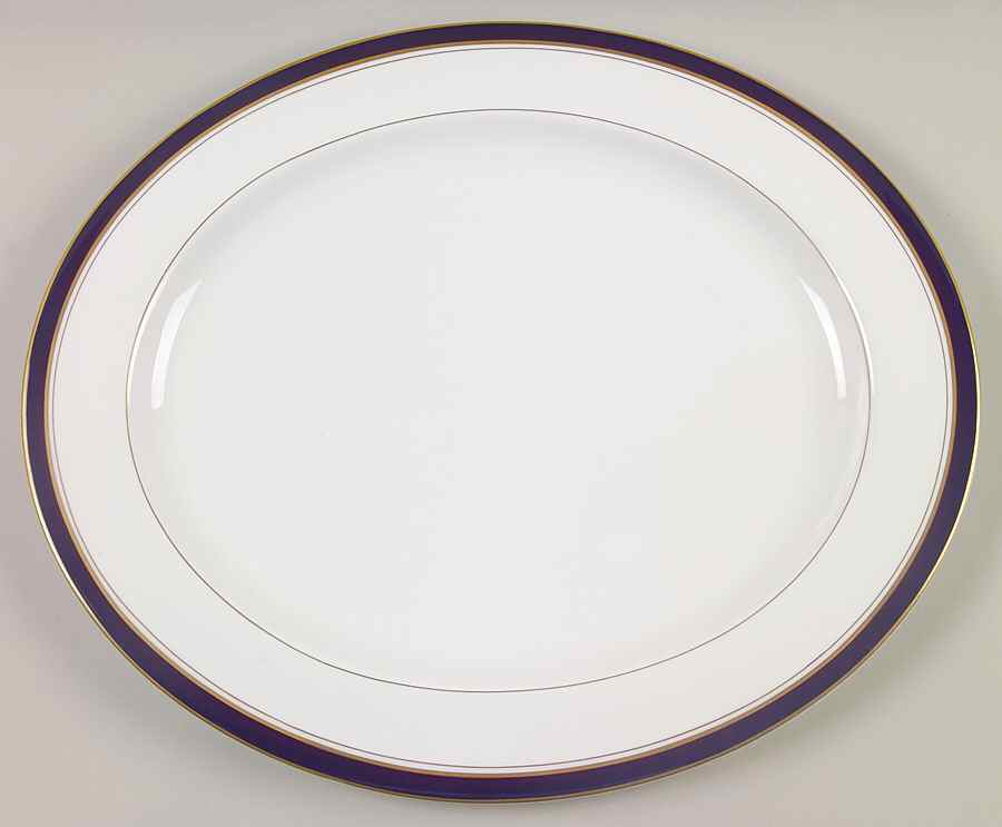 Howard-Cobalt Blue (Gold Trim) 16" Oval Serving Platter by Royal Worcester-1