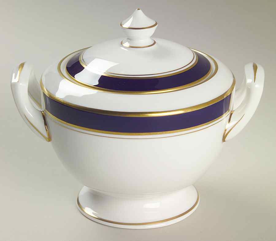 Howard-Cobalt Blue (Gold Trim) Sugar Bowl & Lid by Royal Worcester-1