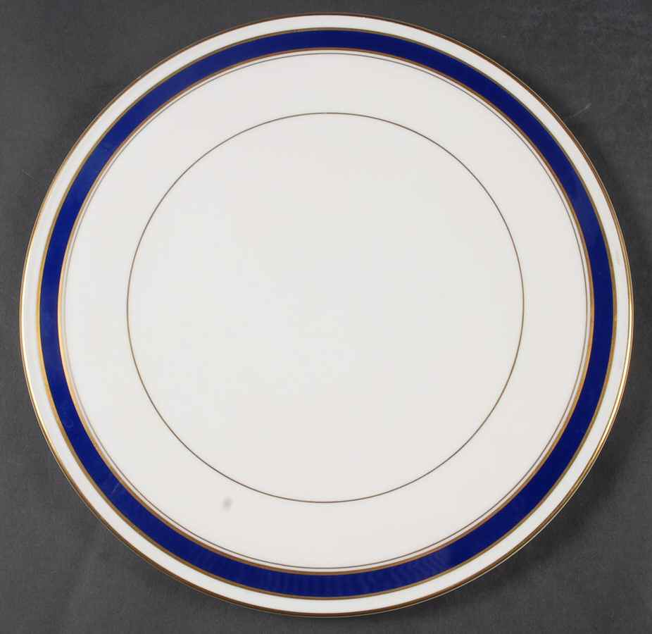Howard-Cobalt Blue (Gold Trim) Flat Cake Plate/Cheese Plate by Royal Worcester-1