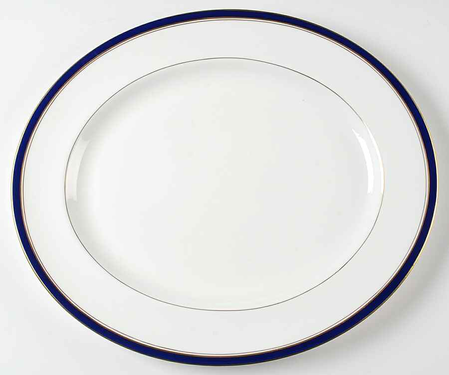 Howard-Cobalt Blue (Gold Trim) 17" Oval Serving Platter by Royal Worcester-1
