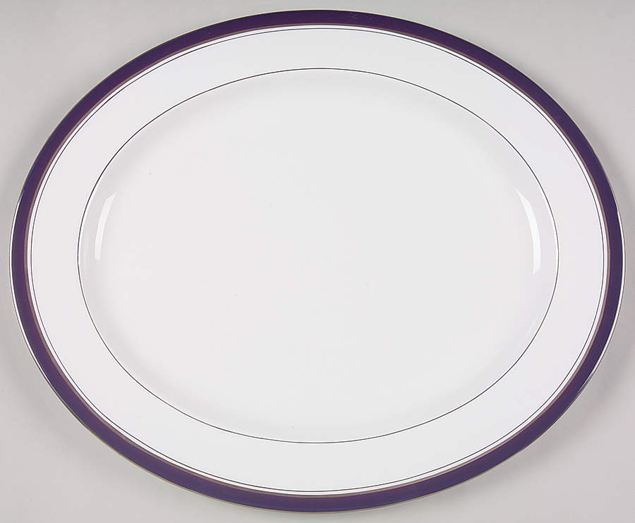 Howard Cobalt Blue (Platinum Trim) 15" Oval Serving Platter by Royal Worcester-1