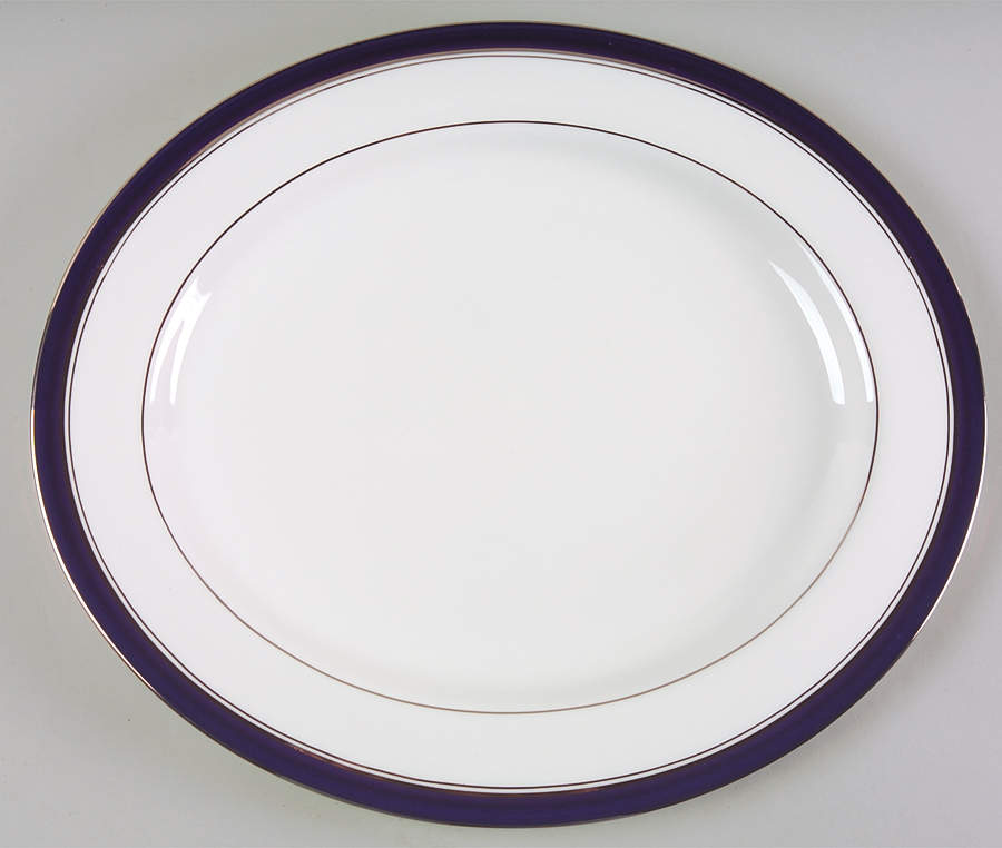 Howard Cobalt Blue (Platinum Trim) 13" Oval Serving Platter by Royal Worcester-1