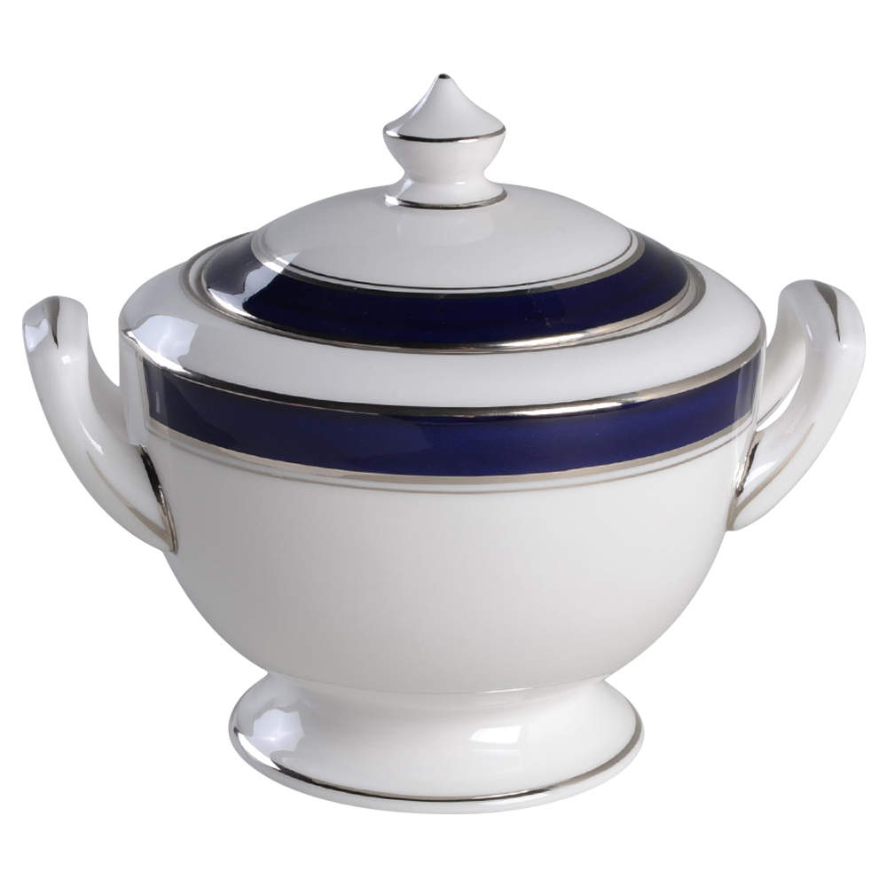Howard Cobalt Blue (Platinum Trim) Sugar Bowl & Lid by Royal Worcester-1