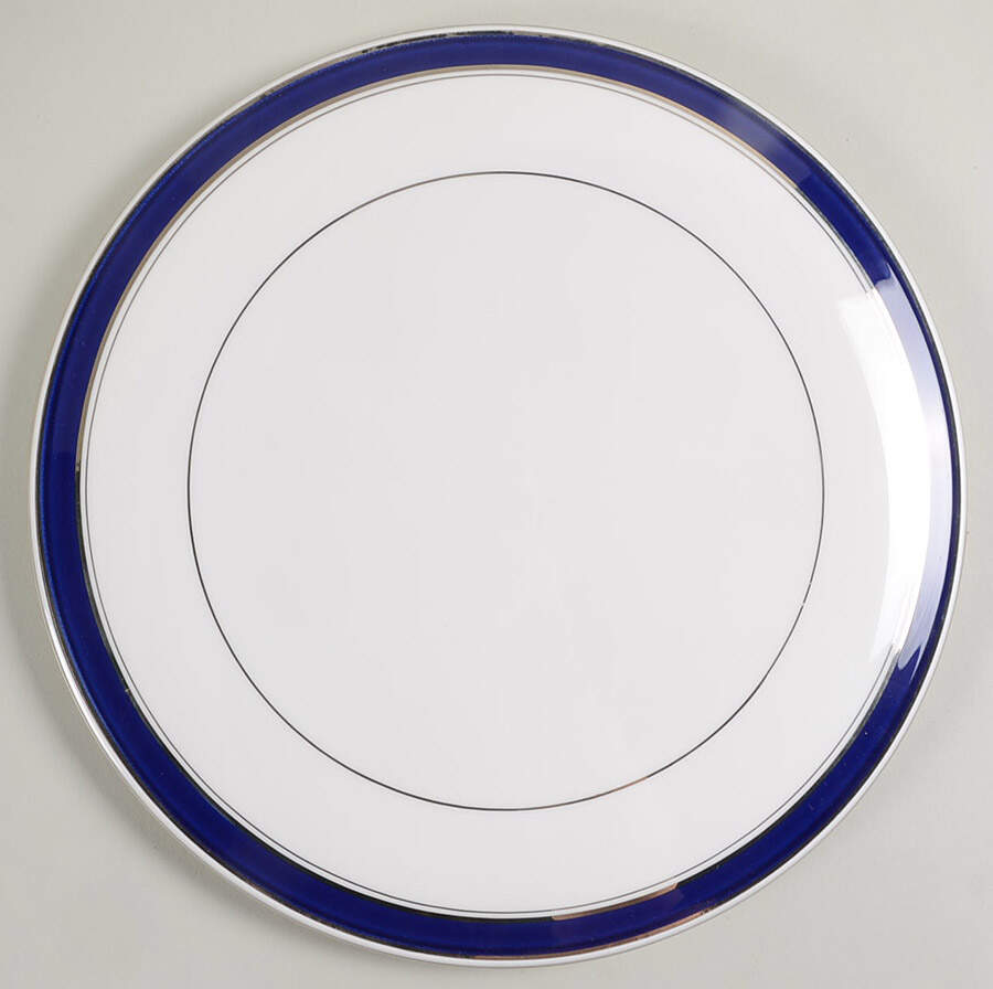 Howard Cobalt Blue (Platinum Trim) Flat Cake Plate/Cheese Plate by Royal Worcester-1