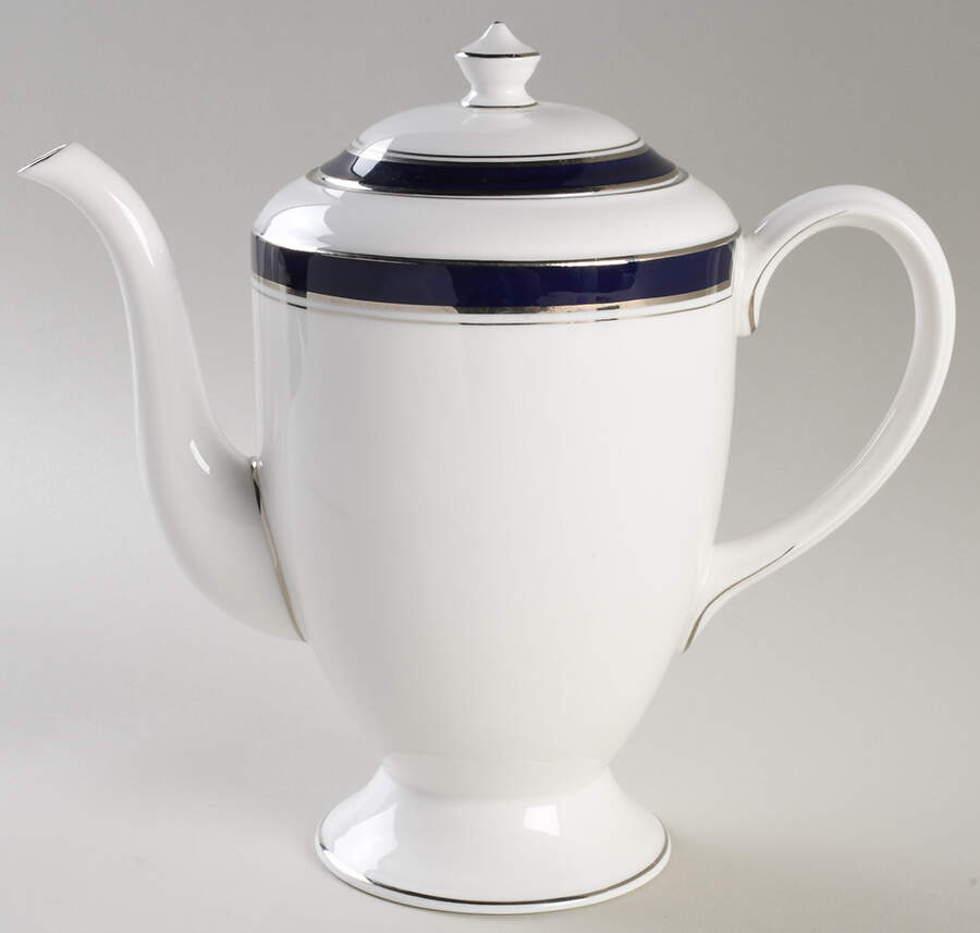 Howard Cobalt Blue (Platinum Trim) Coffee Pot & Lid by Royal Worcester-1