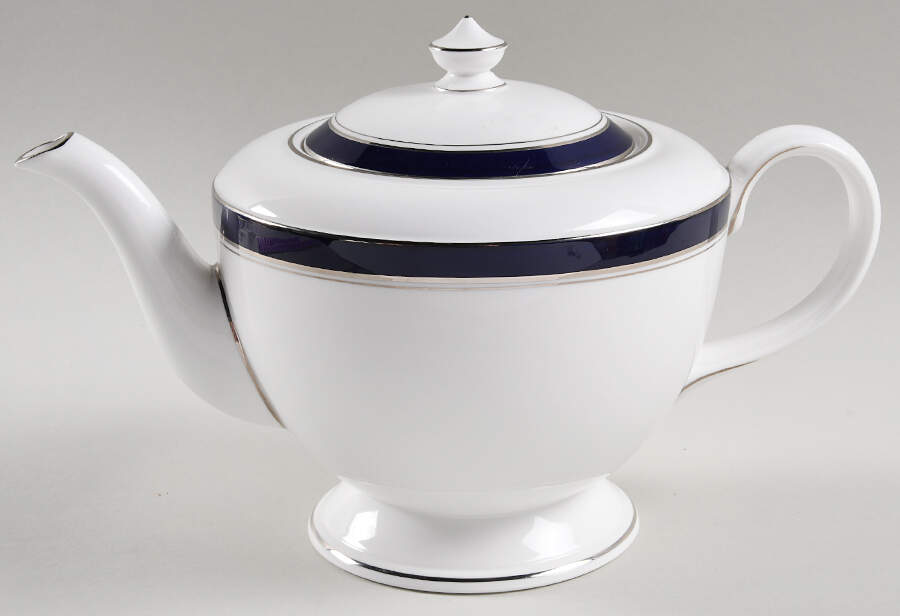 Howard Cobalt Blue (Platinum Trim) Teapot & Lid by Royal Worcester-1