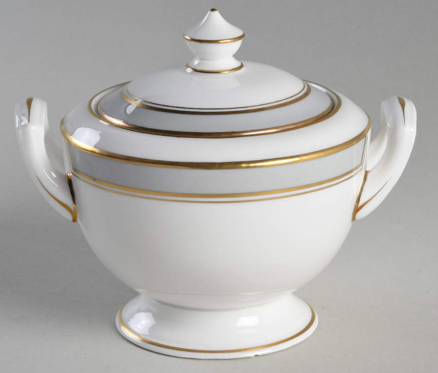 Howard Gray (Gold Trim) Sugar Bowl & Lid by Royal Worcester-1