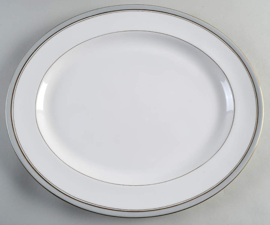 Howard Gray (Gold Trim) 15" Oval Serving Platter by Royal Worcester-1