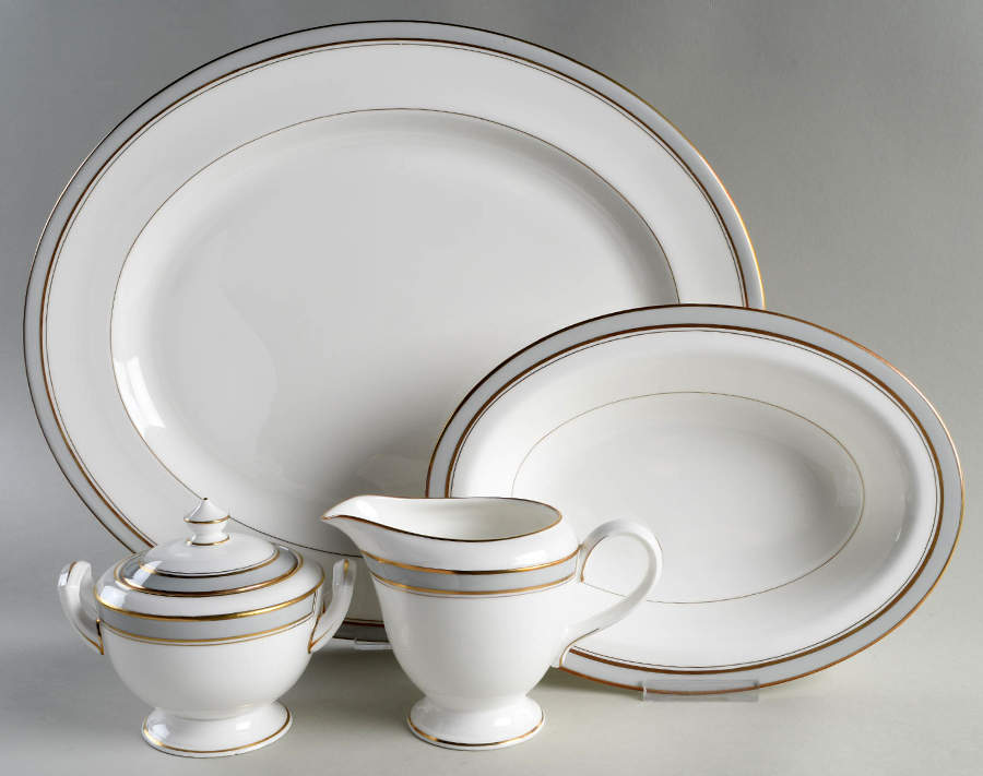 Howard Gray (Gold Trim) 5 Piece Hostess Set by Royal Worcester-1