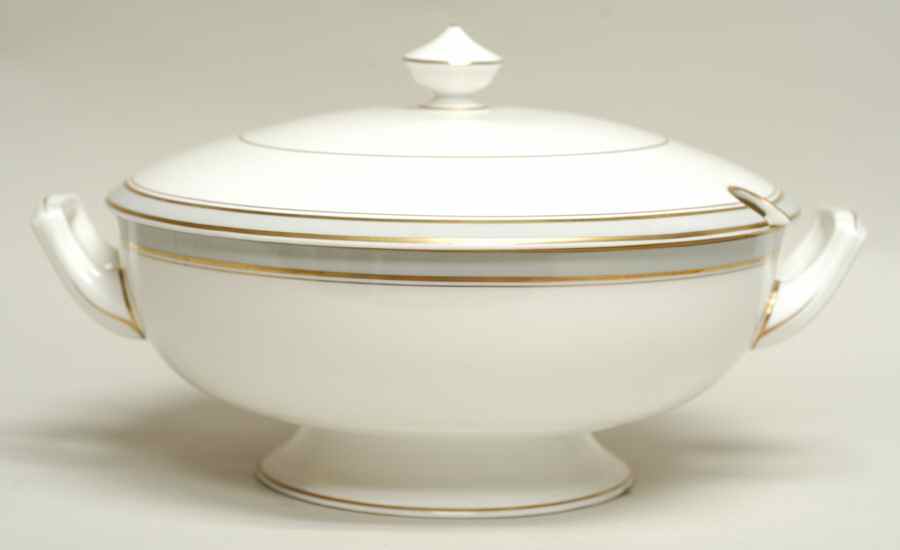 Howard Gray (Gold Trim) Tureen &  Lid by Royal Worcester-1