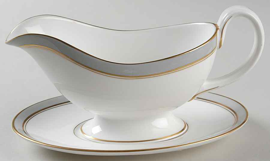 Howard Gray (Gold Trim) Gravy Boat & Underplate by Royal Worcester-1