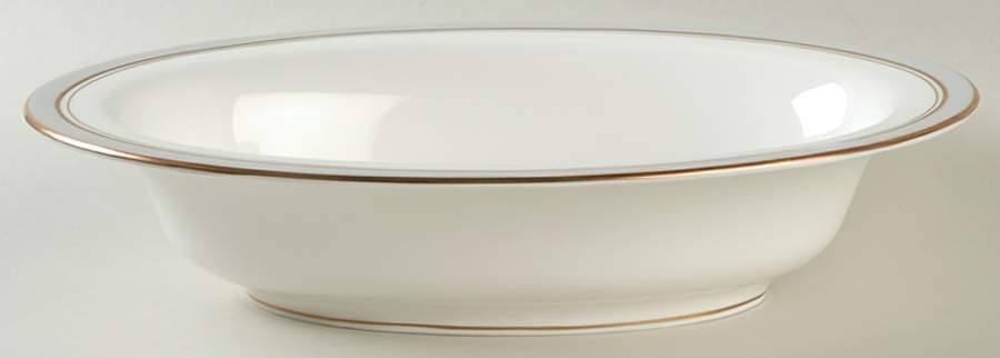 Howard Gray (Gold Trim) 10" Oval Vegetable Bowl by Royal Worcester-1