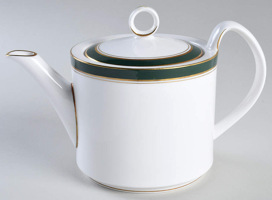 Howard Leather Green Teapot & Lid by Royal Worcester-1