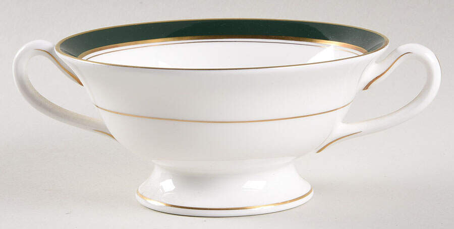 Howard Leather Green Footed Cream Soup Bowl by Royal Worcester-1