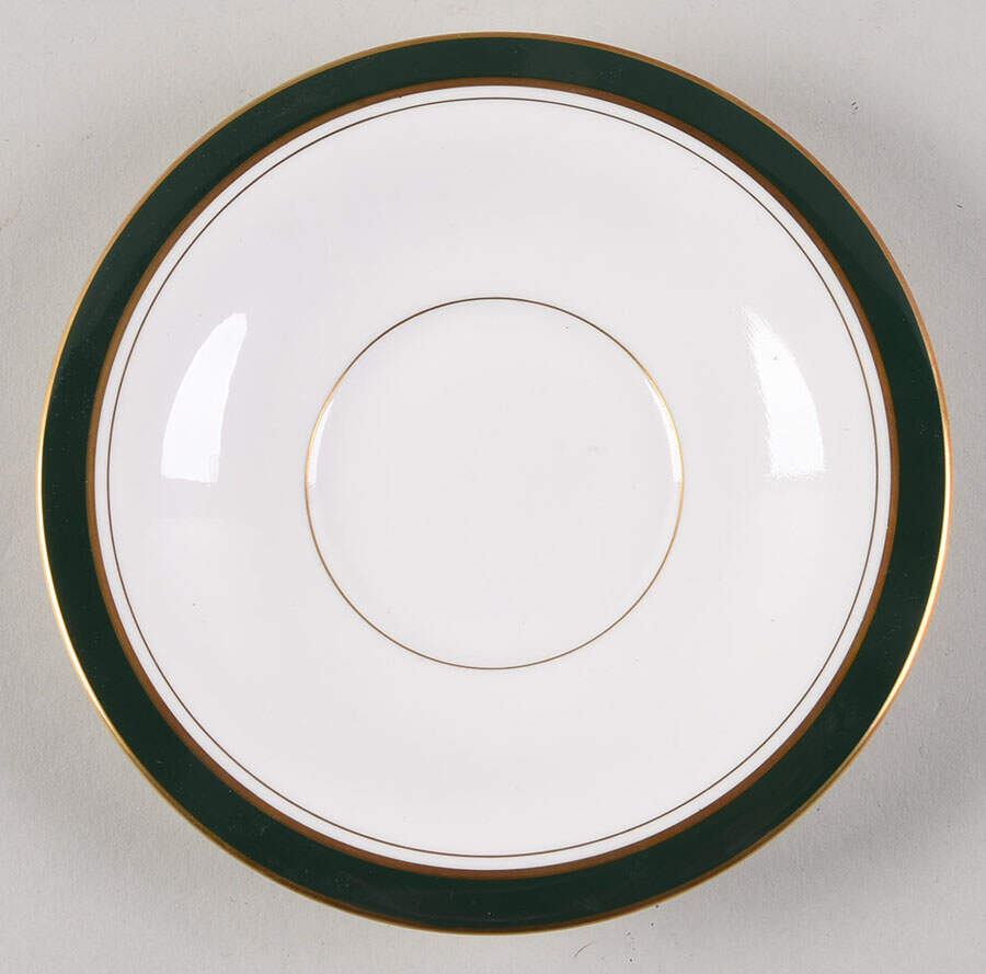Howard Leather Green Saucer for Cream Soup Bowl by Royal Worcester-1