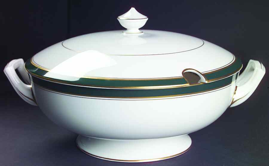 Howard Leather Green Tureen &  Lid by Royal Worcester-1