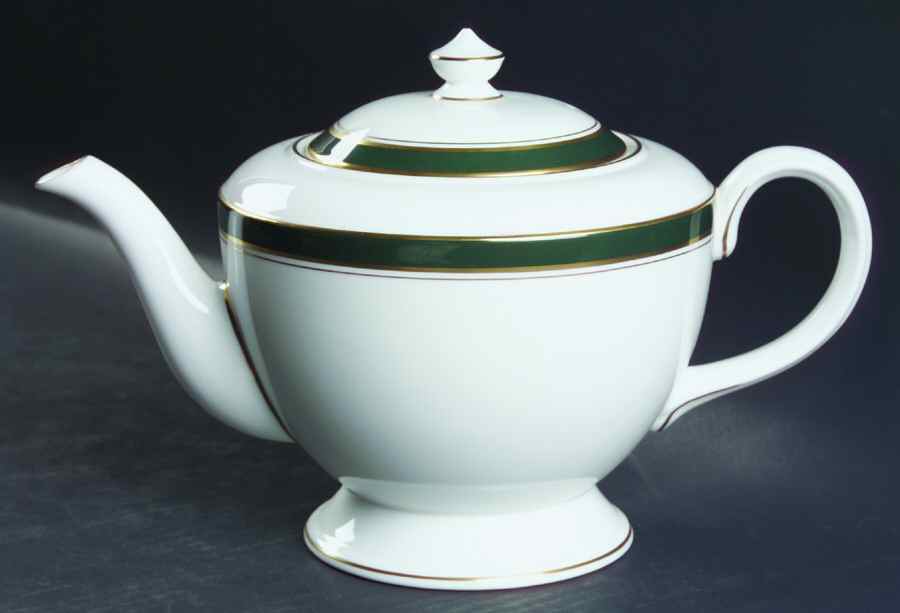 Howard Leather Green Teapot & Lid by Royal Worcester-1