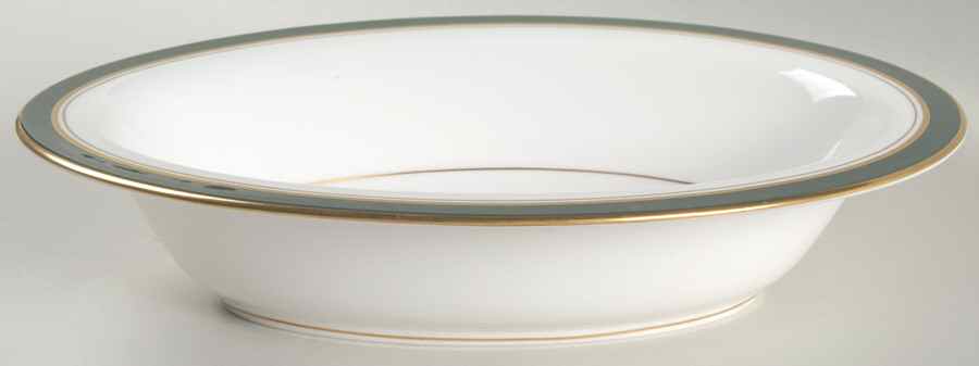 Howard Leather Green 10" Oval Vegetable Bowl by Royal Worcester-1