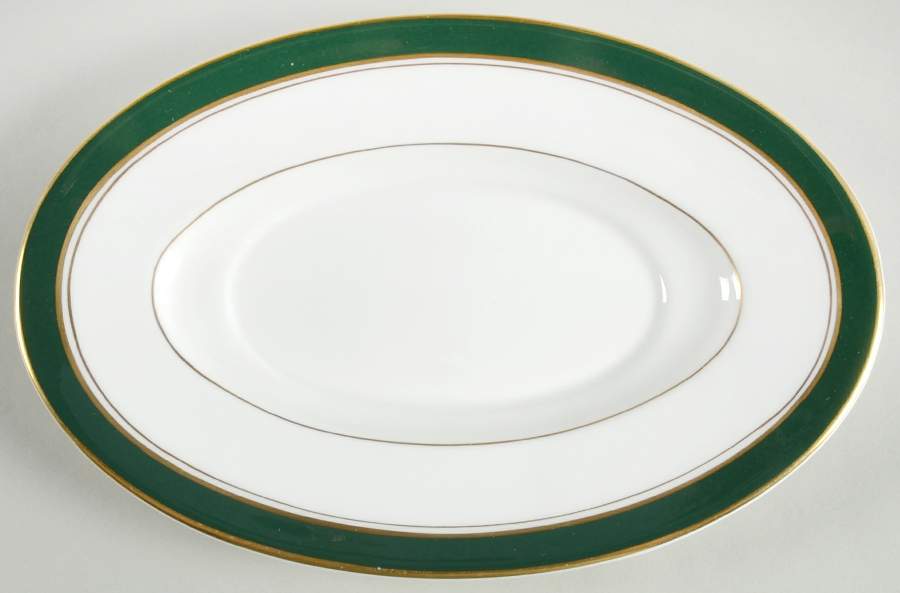 Howard Leather Green Underplate for Gravy Boat by Royal Worcester-1
