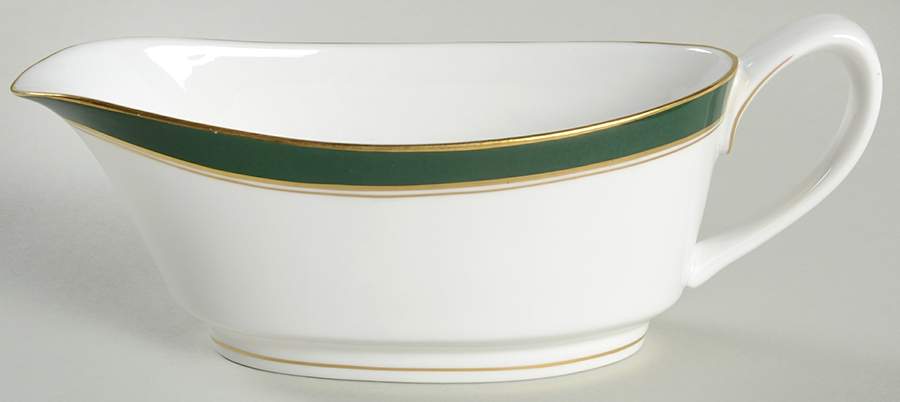Howard Leather Green Gravy Boat by Royal Worcester-1