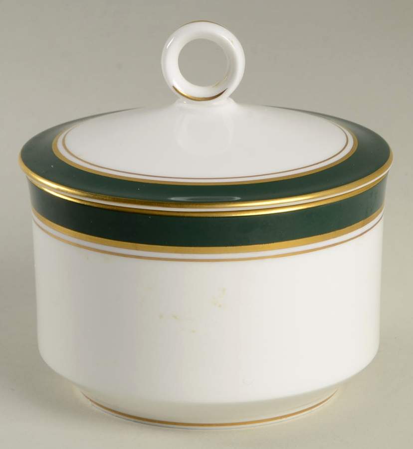 Howard Leather Green Sugar Bowl & Lid by Royal Worcester-1