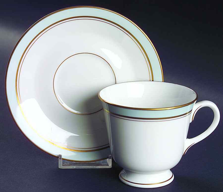 Howard Sky Blue Footed Cup & Saucer Set by Royal Worcester-1