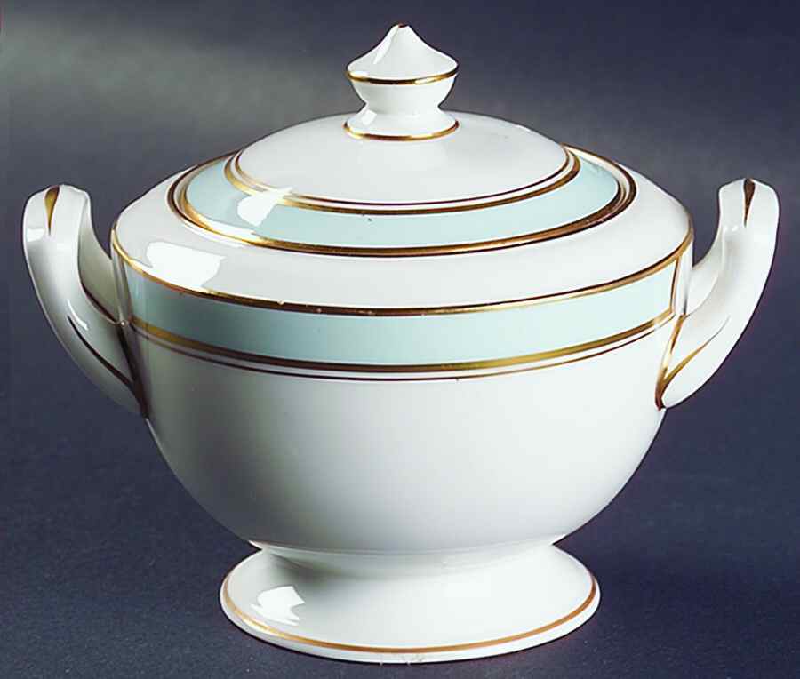 Howard Sky Blue Sugar Bowl & Lid by Royal Worcester-1