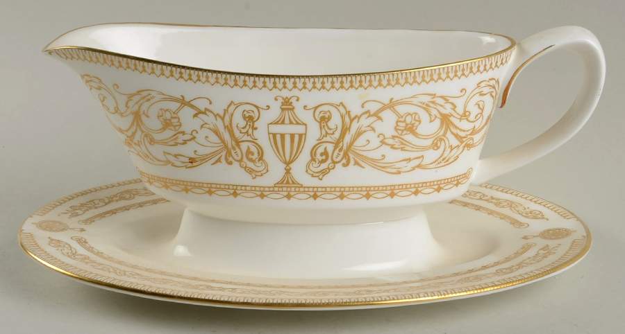 Hyde Park Gravy Boat with Attached Underplate by Royal Worcester-1
