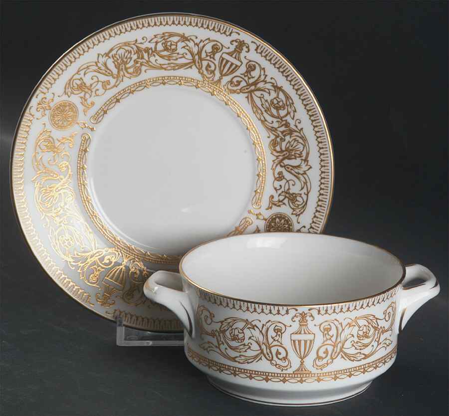 Hyde Park Flat Cream Soup Bowl & Saucer Set by Royal Worcester-1