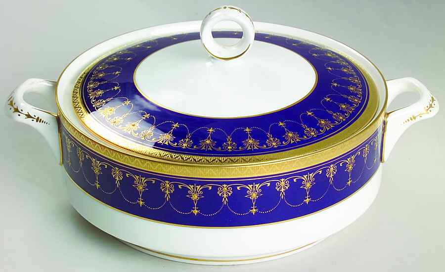 Imperial Blue Round Covered Vegetable by Royal Worcester-1