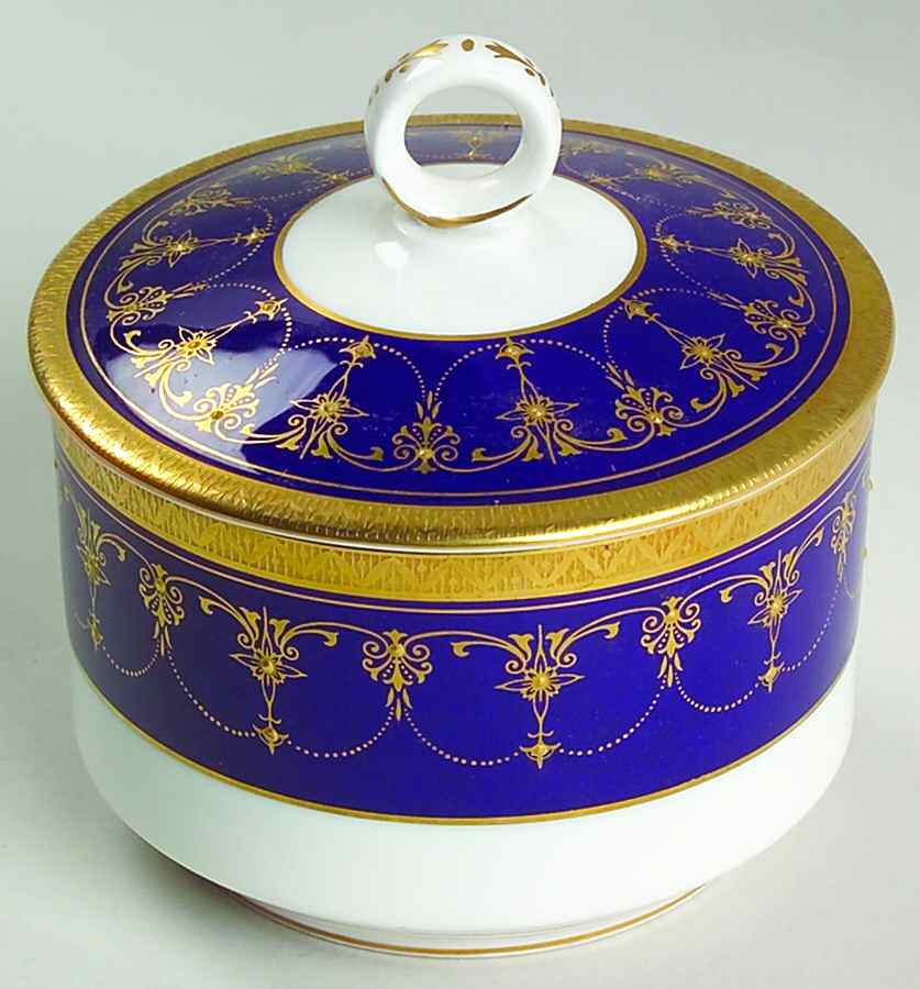 Imperial Blue Sugar Bowl & Lid by Royal Worcester-1