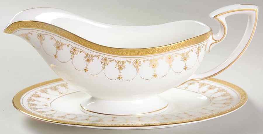 Imperial White Gravy Boat & Underplate by Royal Worcester-1