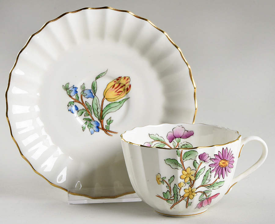 Indian Sprays Flat Cup & Saucer Set by Royal Worcester-1