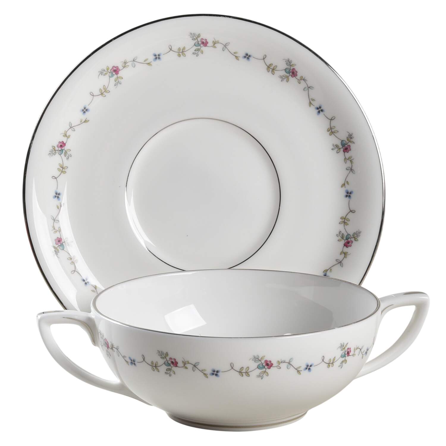 Interlude Flat Cream Soup Bowl & Saucer Set by Royal Worcester-1