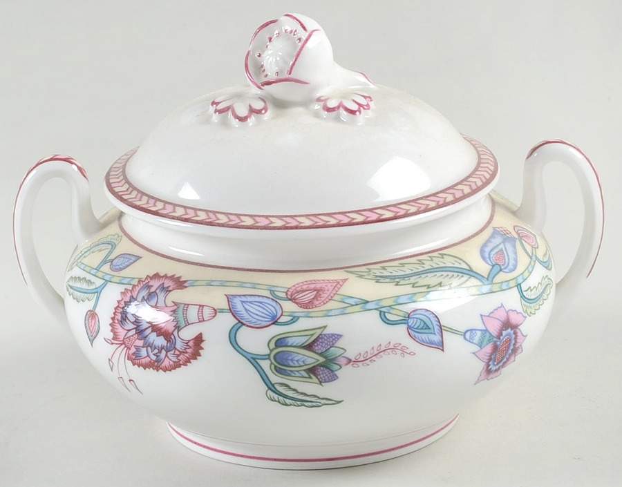 Jacobean Floral Sugar Bowl & Lid by Royal Worcester-1
