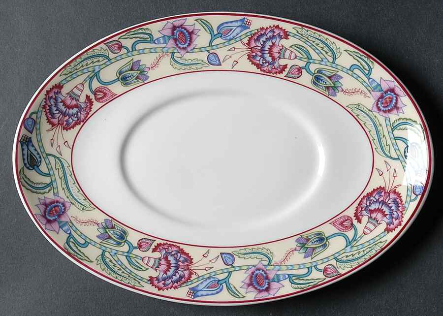 Jacobean Floral Underplate for Gravy Boat by Royal Worcester-1