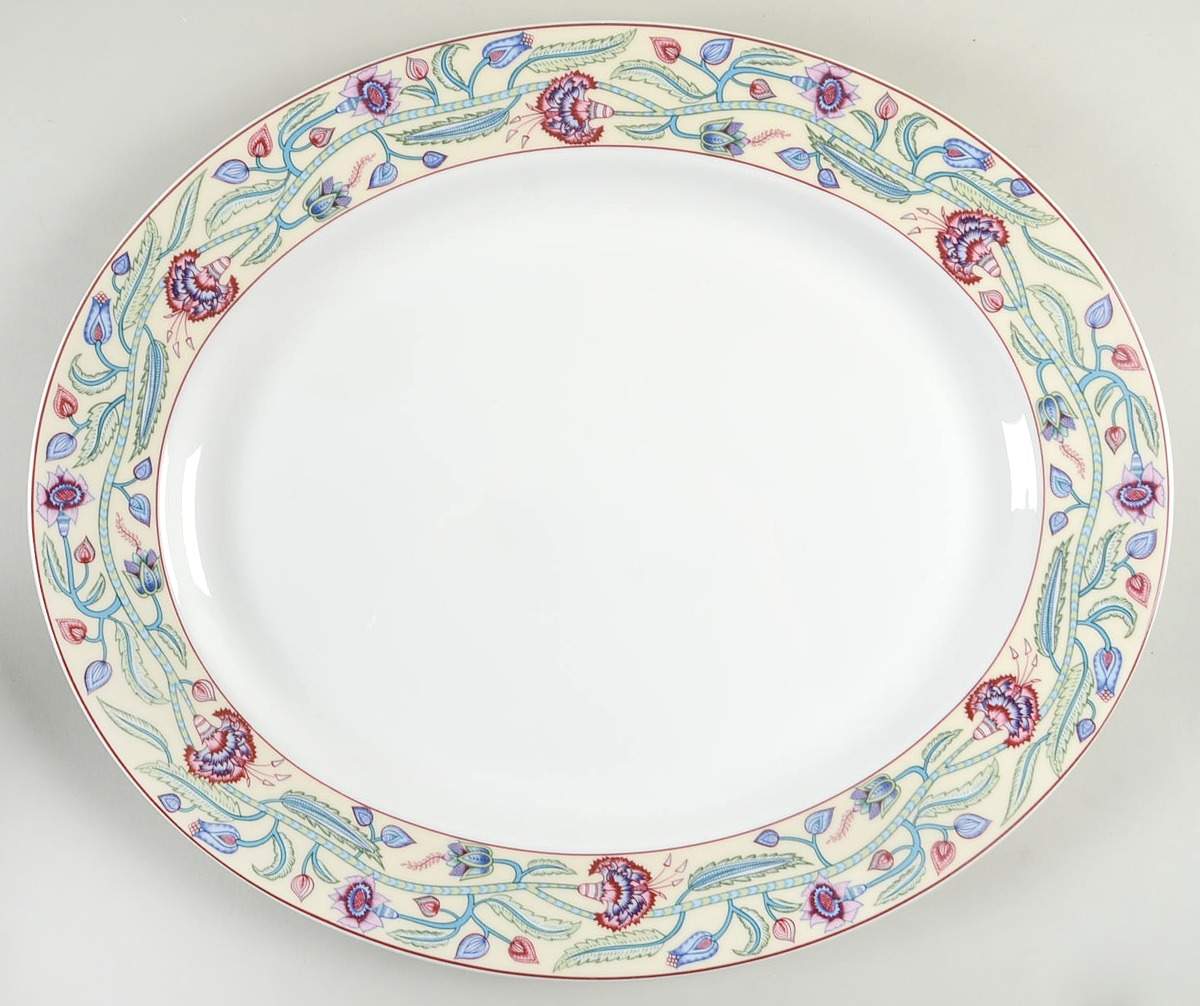 Jacobean Floral 15" Oval Serving Platter by Royal Worcester-1