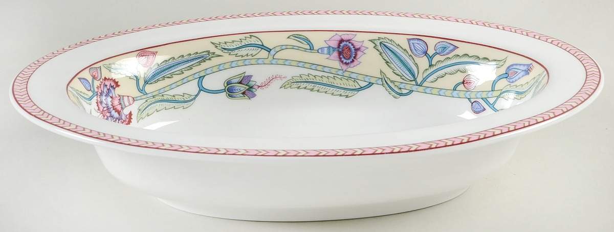 Jacobean Floral 10" Oval Vegetable Bowl by Royal Worcester-1