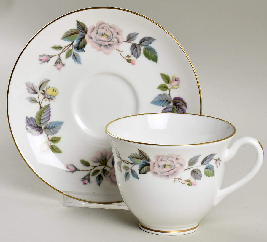 June Garland Footed Cup & Saucer Set by Royal Worcester-1