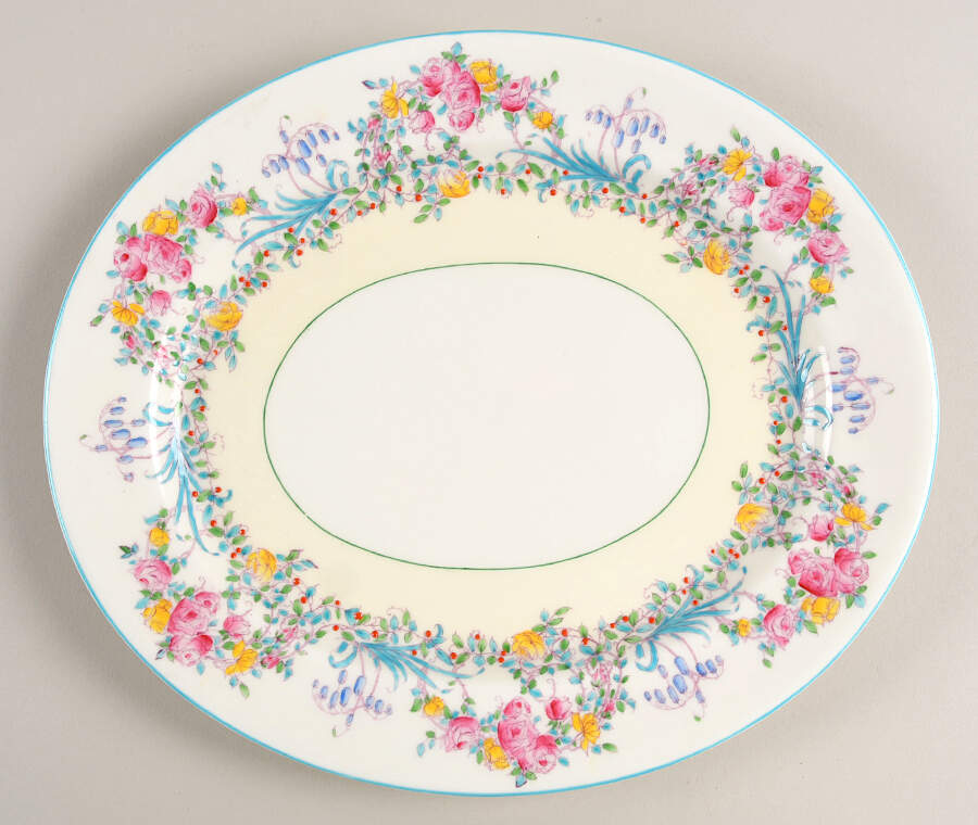 June (Z502-1) 11" Oval Serving Platter by Royal Worcester-1