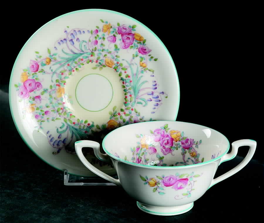 June (Z502-1) Footed Bouillon Cup & Saucer by Royal Worcester-1
