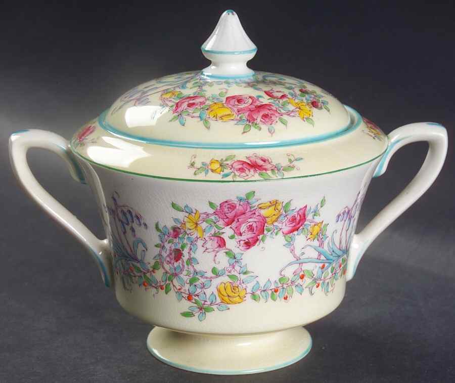 June (Z502-1) Sugar Bowl & Lid by Royal Worcester-1