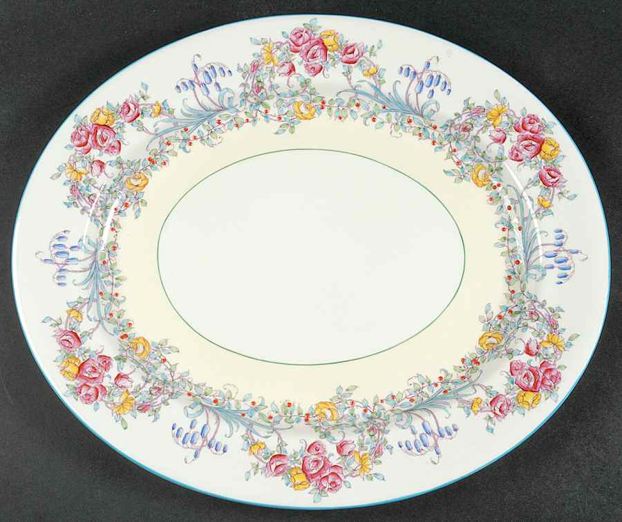 June (Z502-1) 15" Oval Serving Platter by Royal Worcester-1