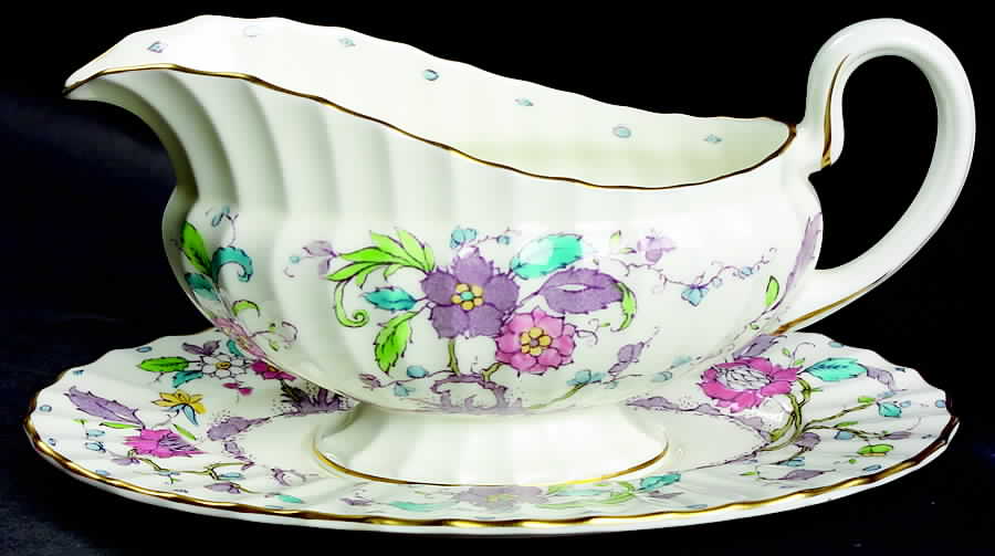 Kashmir (Ribbed) Gravy Boat & Underplate by Royal Worcester-1