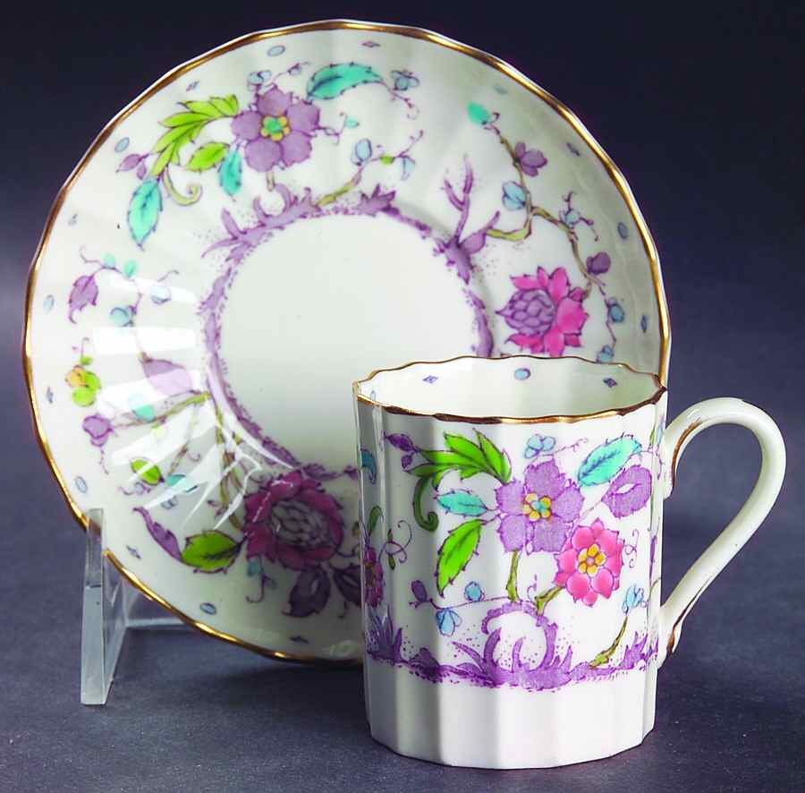 Kashmir (Ribbed) Flat Demitasse Cup & Saucer Set by Royal Worcester-1